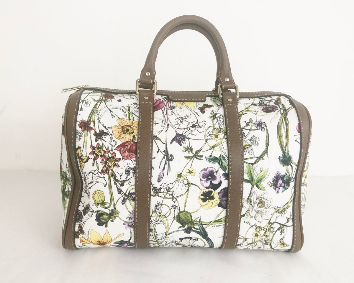 Gucci floral duffle online bag