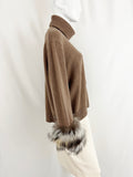 NEW Lafayette 148 Cashmere with Fur Trim Sweater Size XL