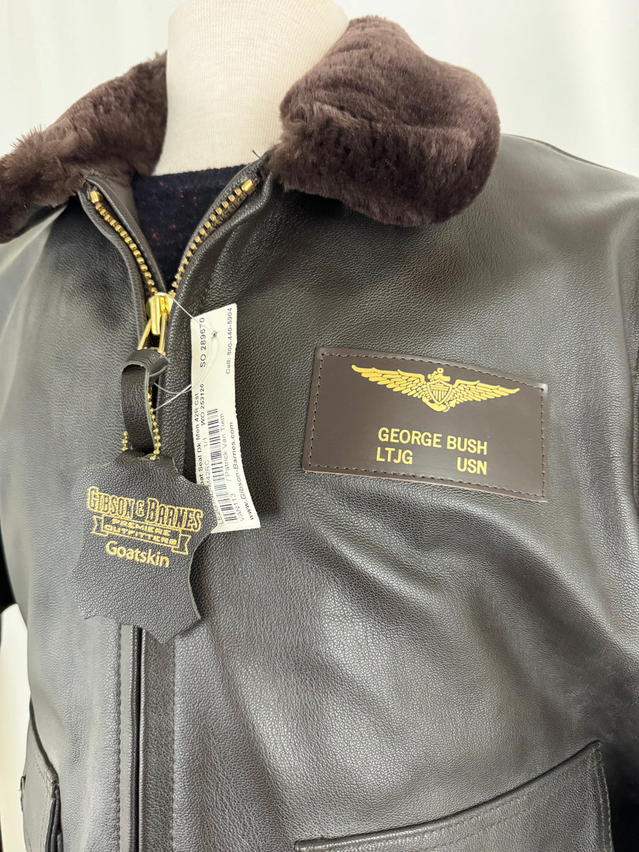 NEW Gibson & Barnes George H.W. Bush Leather Bomber Jacket Size