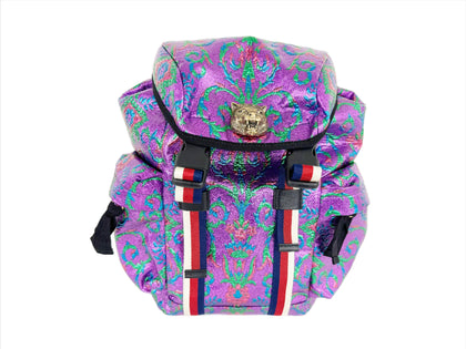 Gucci Leather Brocade Backpack