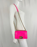 NEW Chanel Neon Patent Chevron Boy Bag