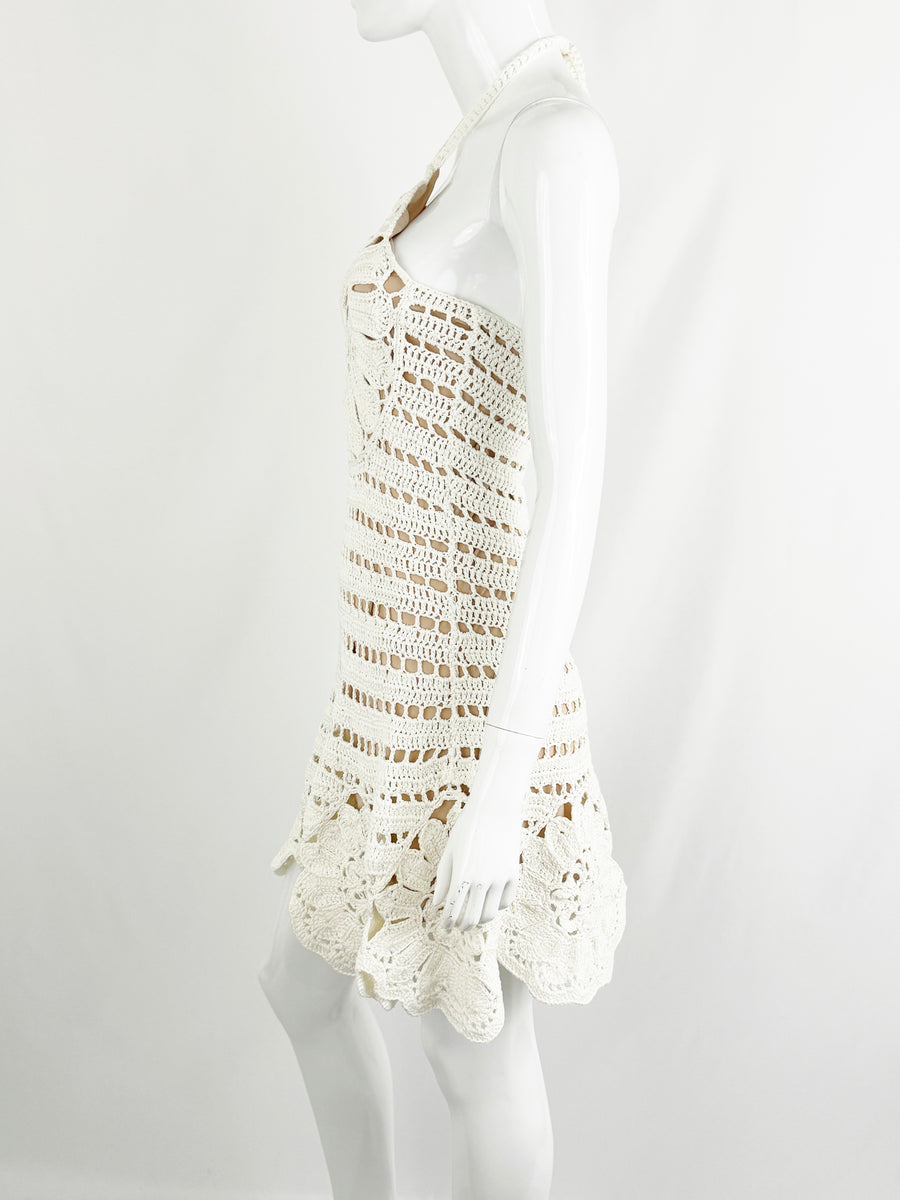 Oscar De La Renta Crochet Halter Mini Dress Size S – KMK
