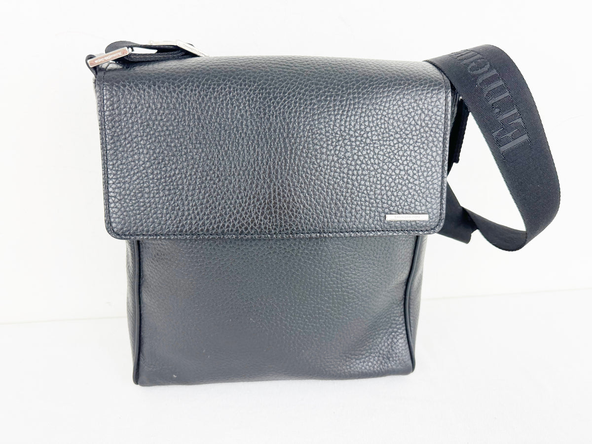 Ermenegildo Zegna Leather Messenger Bag KMK Luxury Consignment