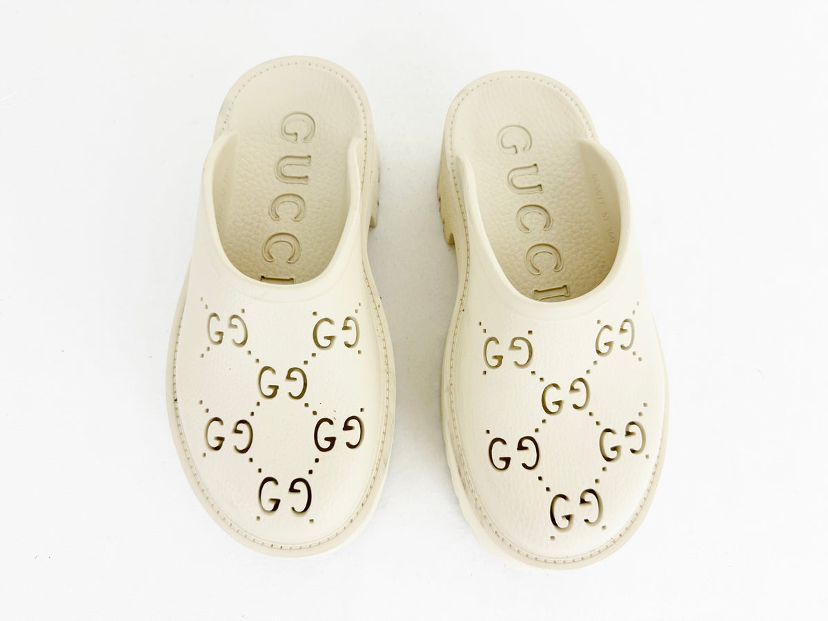Gucci GG Rubber Mules Clogs Cream Men’s Size 12 EU 45 Mules & clogs Gucci Beige size 41 EU in Rubber - 56700279 main image 2