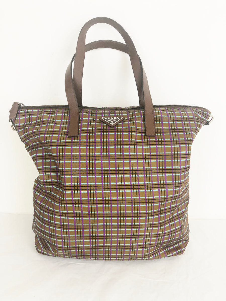 NEW Prada Canvas Check Tote – KMK Luxury Consignment