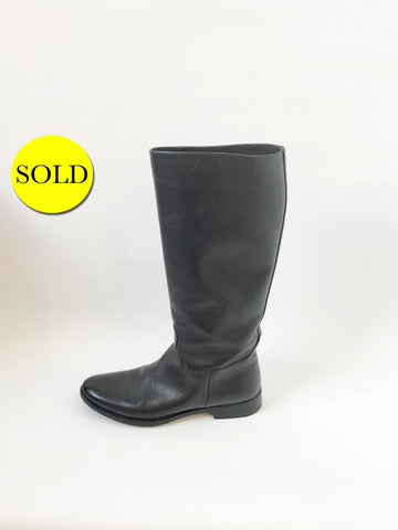 Prada Saffiano Leather Knee Boots Size 38 It (8 Us)