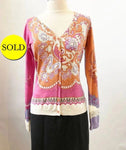 NEW Etro Silk Patterned Cardigan Sweater Size 42 It (S / 6 Us)