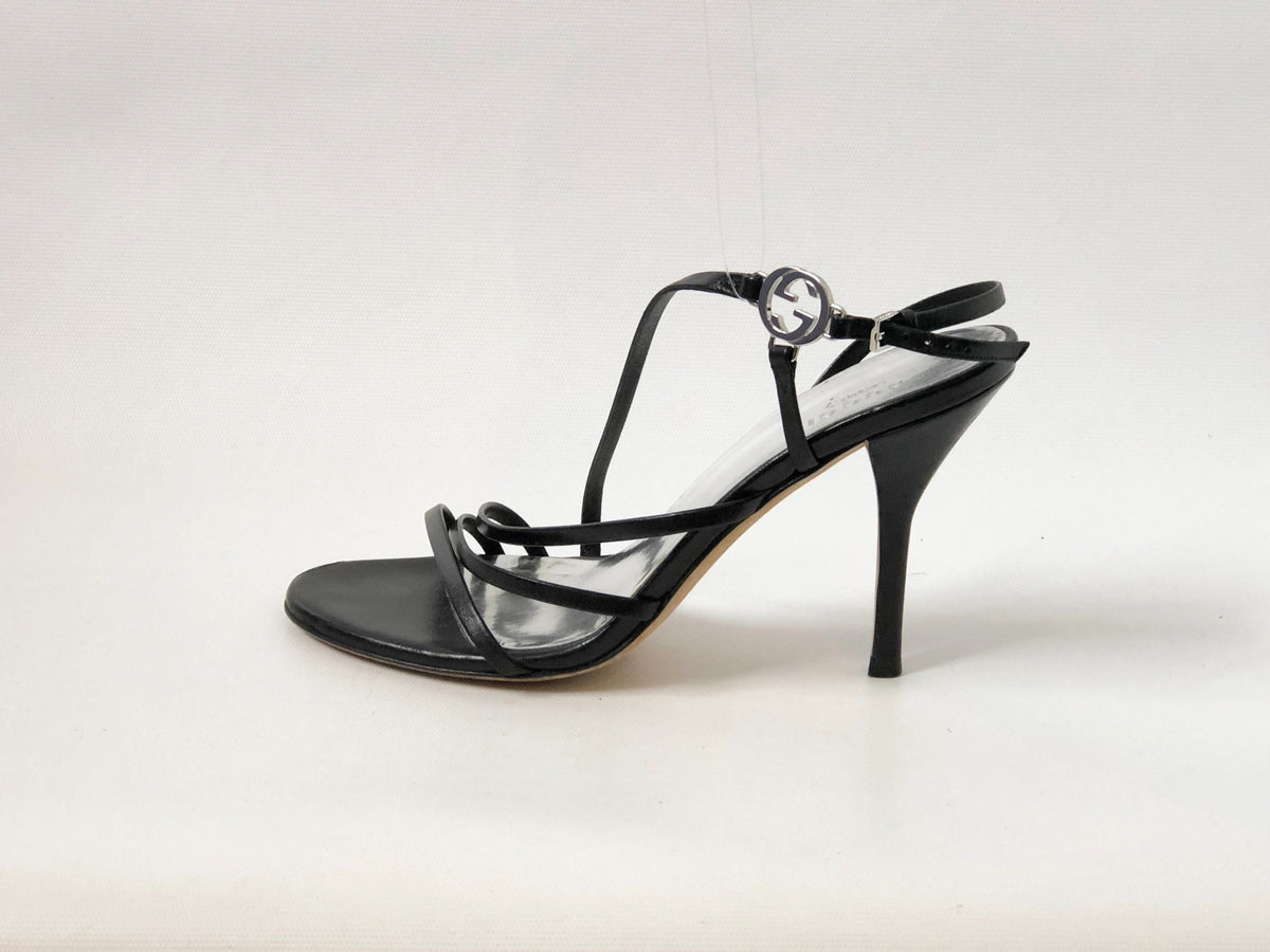 Gucci Strappy High Heel Sandal Size 37.5 It 7.5 Us KMK Luxury