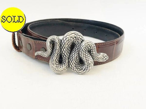 Vicenza Snake Buckle Leather Belt Size 30