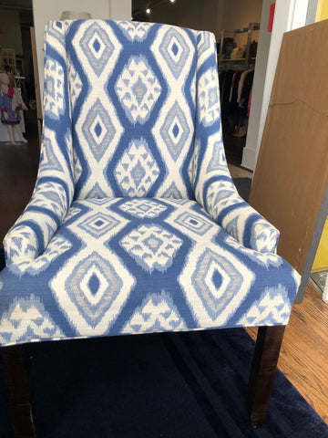 Blue & White Ikat Accent Chair