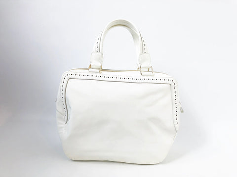 Perforated Patent Leather Handle Bag