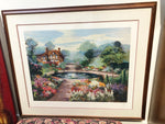 Framed 'An English Water Garden" Serigraph By Mark King 51W X 43H
