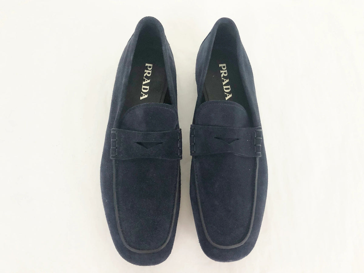 Prada men's suede loafers online