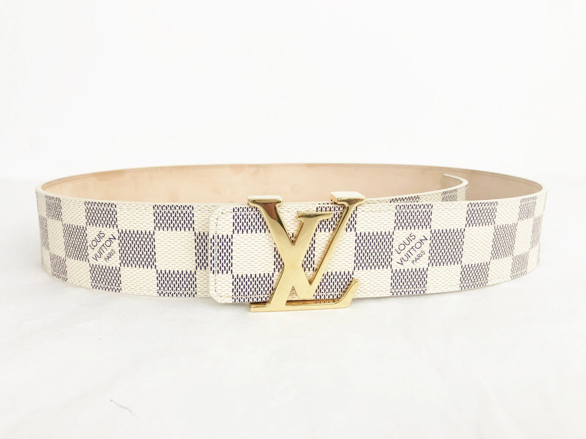 LOUIS VUITTON Louis Vuitton Azure Centure Initial Belt #85 34 M9609 White  102cm Ladies