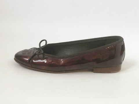 Chanel Patent Leather Ballet Flats Size 37 It (7 Us)
