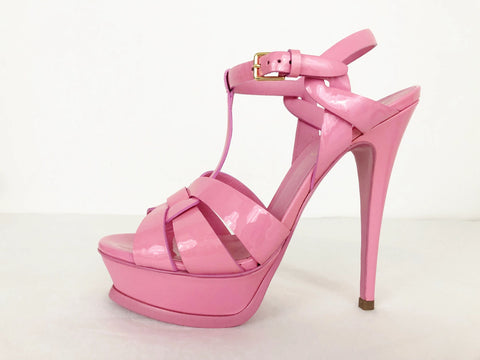 NEW Yves Saint Laurent Patent Tribute Sandal Size 37.5 It (7.5 Us)