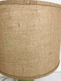 Ceramic Bamboo Table Lamp W/Burlap Shade