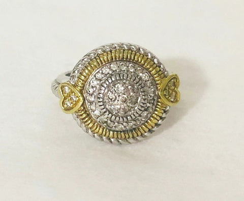 Judith Ripka Diamond 18K & Sterling Ring Size 6