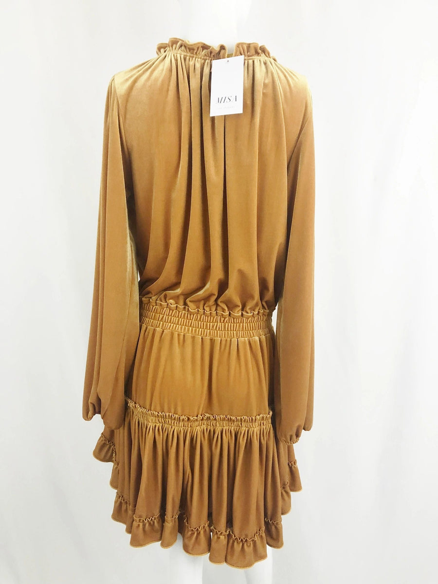 NEW Misa Gold Velvet Dress Size L KMK Luxury Consignment