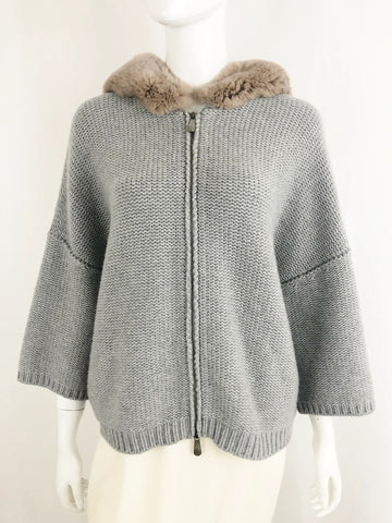 Persico Wool Sweater With Rabbit Hood Size S