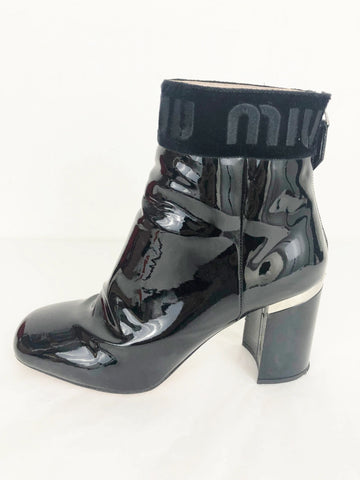 Miu Miu Patent Leather Ankle Boots Size 6.5
