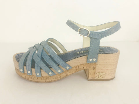 Chanel Denim Platform Sandal Size 7