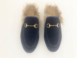 Gucci Horsebit Accent Velvet Mules Size 8