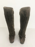 Ralph Lauren Collection Brown Suede Buckle Boots Size 7.5