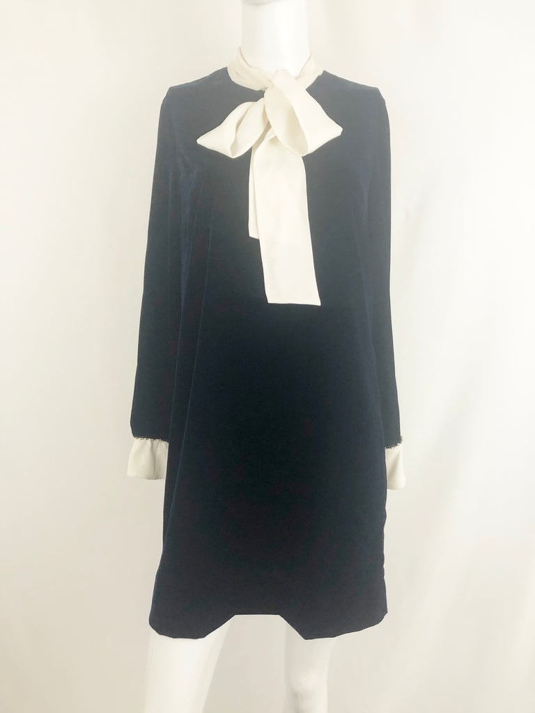 Sandro Black Velvet Bow Tie Dress Size 6 KMK Luxury Consignment Sandro Black Velvet Bow Tie Dress Size 6 KMK Luxury Consignment