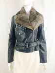 Escada Rabbit Lined Leather Jacket Size 4