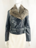 Escada Rabbit Lined Leather Jacket Size 4