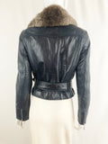 Escada Rabbit Lined Leather Jacket Size 4