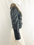 Escada Rabbit Lined Leather Jacket Size 4