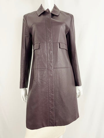 Jil Sander Brown Leather Trench Coat Size S / 6