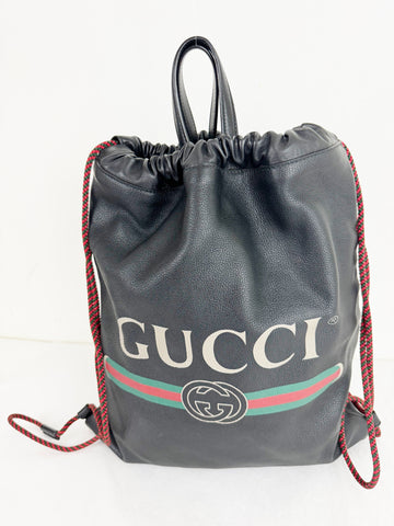 Gucci Leather Drawstring w/Pouch
