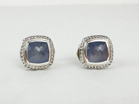 David Yurman Chalcedony & Diamond Pierced Earrings