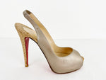 Christian Louboutin Metallic Platform Slingback Size 6