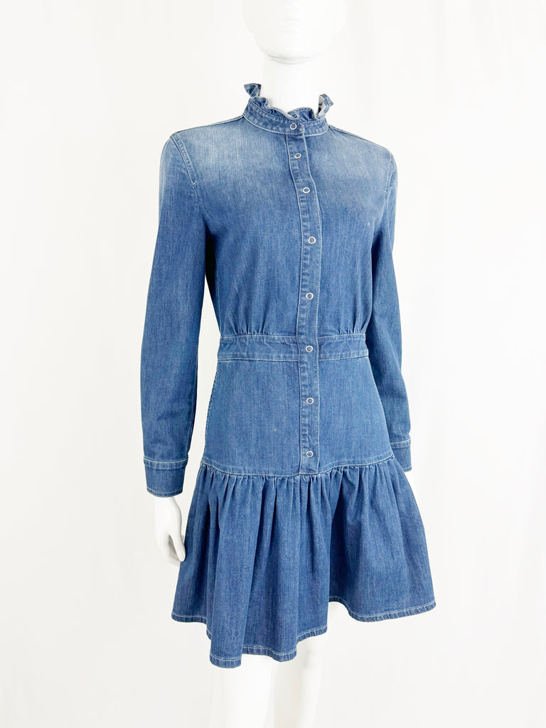 Stella McCartney Ruffled Denim Dress Size S – KMK Luxury Consignment Stella McCartney Ruffled Denim Dress Size S – KMK Luxury Consignment