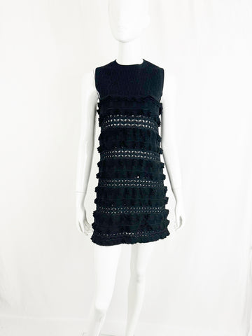 Chanel Knit Ruffle Trim Mini Dress Size XS KMK Luxury Consignment Chanel Knit Ruffle Trim Mini Dress Size XS KMK Luxury Consignment