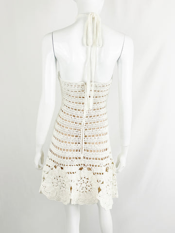 Oscar De La Renta Crochet Halter Mini Dress Size S KMK Luxury Consignment Oscar De La Renta Crochet Halter Mini Dress Size S KMK Luxury Consignment