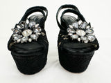 Dolce & Gabbana Crystal Embellished Lace Platform Size 7