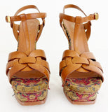 YSL Tribute Tapestry Platform Heel Size 10.5