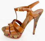 YSL Tribute Tapestry Platform Heel Size 10.5