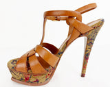 YSL Tribute Tapestry Platform Heel Size 10.5