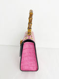 Faux Reptile Bamboo Handle Bag