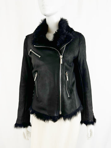 Nour Hammour Leather with Fur Jacket Size M