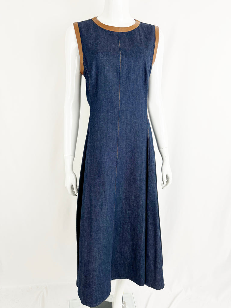 NEW Ralph Lauren Leather Trim Denim Dress Size 8 KMK Luxury Consignment NEW Ralph Lauren Leather Trim Denim Dress Size 8 KMK Luxury Consignment