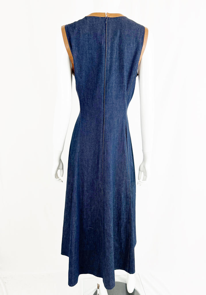 NEW Ralph Lauren Leather Trim Denim Dress Size 8 KMK Luxury Consignment NEW Ralph Lauren Leather Trim Denim Dress Size 8 KMK Luxury Consignment
