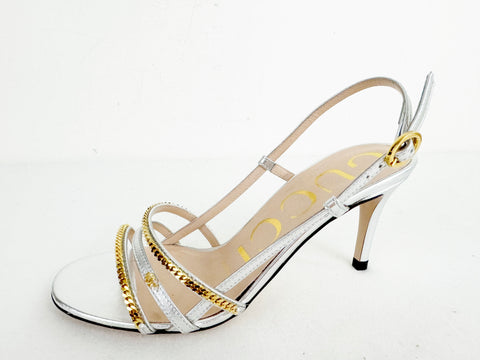 NEW Gucci Silver & Gold Sandal Size 4