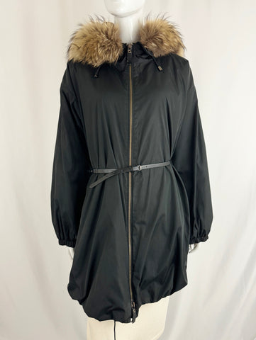 Burberry Parka with Fur Trim w/Belt Size 8